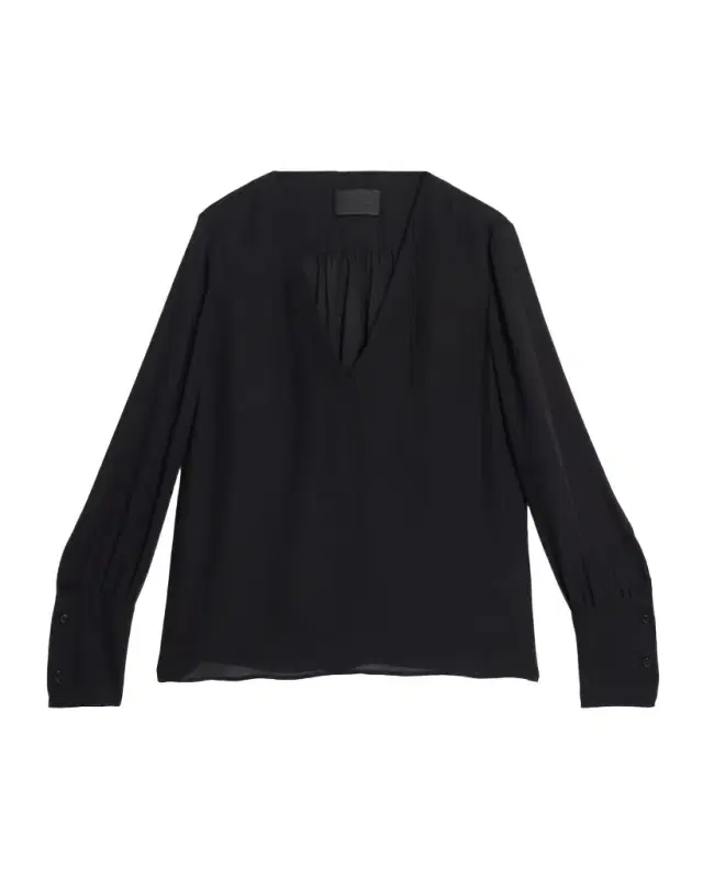 Nili Lotan Mariposa Silk Georgette V-Neck Blouse