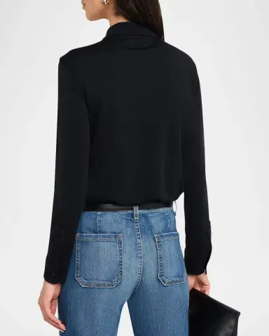 Nili Lotan Ibra Wool Jersey Button-Down Shirt | Thumbnail 3 Nili Lotan Ibra Wool Jersey Button-Down Shirt | Thumbnail 3