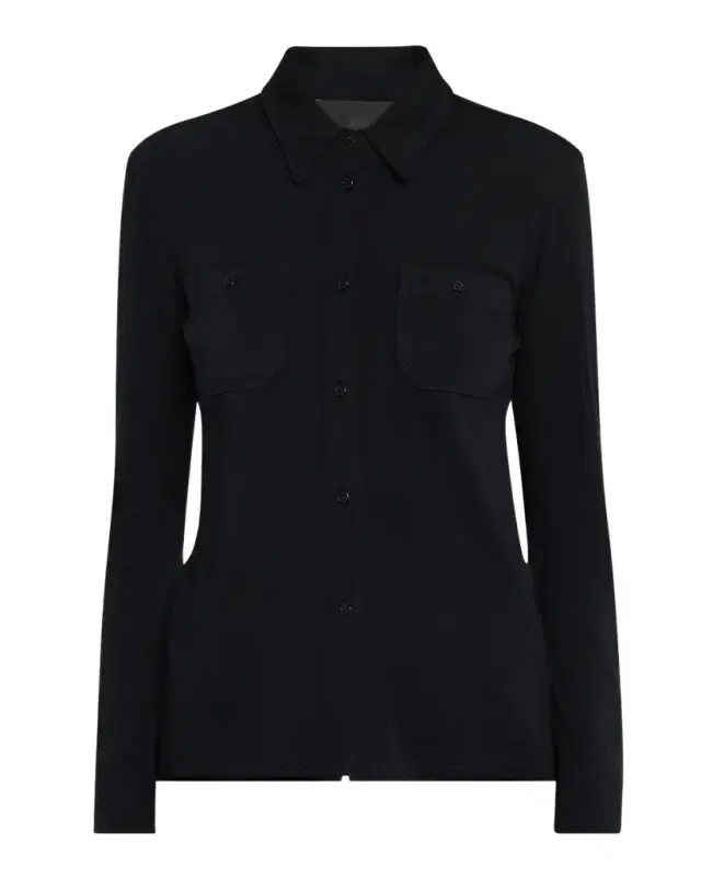 Nili Lotan Ibra Wool Jersey Button-Down Shirt