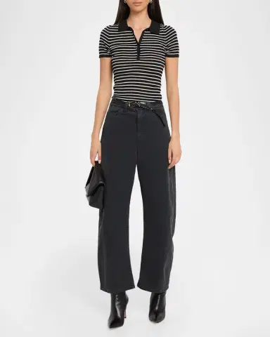 Nili Lotan Fenna Striped Short-Sleeve Polo Shirt | Thumbnail 2 Nili Lotan Fenna Striped Short-Sleeve Polo Shirt | Thumbnail 2