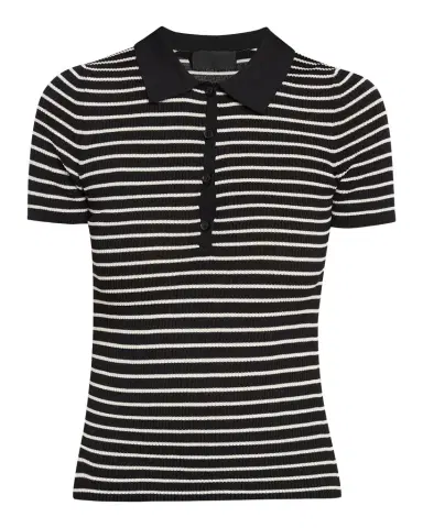 Nili Lotan Fenna Striped Short-Sleeve Polo Shirt | Thumbnail 1 Nili Lotan Fenna Striped Short-Sleeve Polo Shirt | Thumbnail 1
