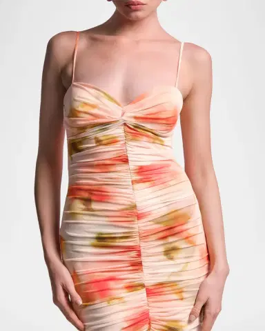 BCBGMAXAZRIA Soraya Ruched Floral-Print Mesh Gown | Thumbnail 5 BCBGMAXAZRIA Soraya Ruched Floral-Print Mesh Gown | Thumbnail 5