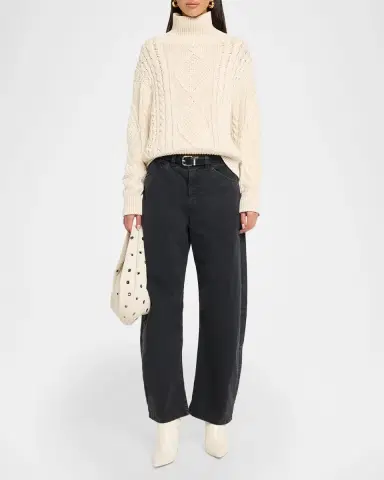 Nili Lotan Kimmy Cotton-Cashmere Fisherman Cable Turtleneck Sweater | Thumbnail 2 Nili Lotan Kimmy Cotton-Cashmere Fisherman Cable Turtleneck Sweater | Thumbnail 2