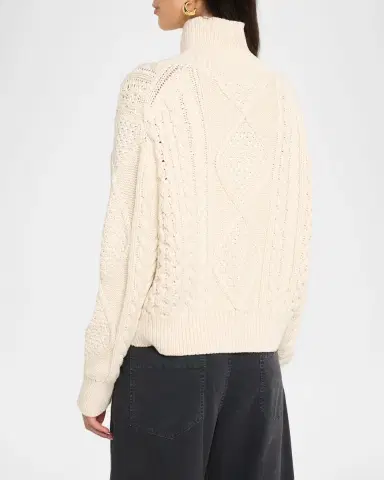 Nili Lotan Kimmy Cotton-Cashmere Fisherman Cable Turtleneck Sweater | Thumbnail 3 Nili Lotan Kimmy Cotton-Cashmere Fisherman Cable Turtleneck Sweater | Thumbnail 3