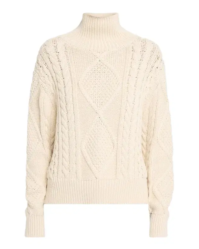 Nili Lotan Kimmy Cotton-Cashmere Fisherman Cable Turtleneck Sweater
