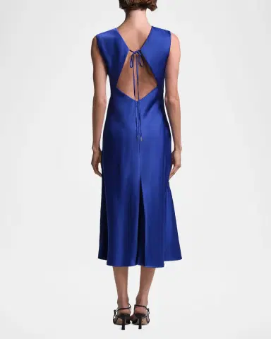 BCBGMAXAZRIA Leha Cut-Out Satin Midi Dress | Thumbnail 3 BCBGMAXAZRIA Leha Cut-Out Satin Midi Dress | Thumbnail 3