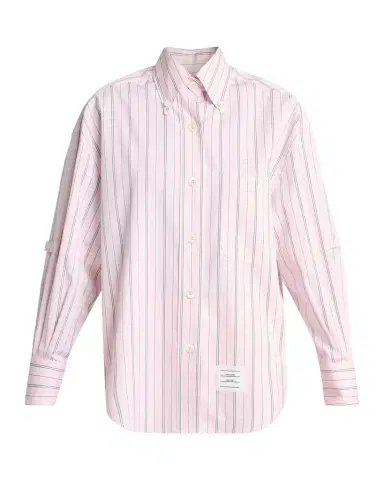 Thom Browne Sleeve-Strap Striped Cotton Poplin Button-Down Shirt | Thumbnail 1