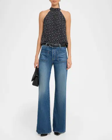 Nili Lotan Alla Star-Print Silk Halterneck Blouse | Thumbnail 2