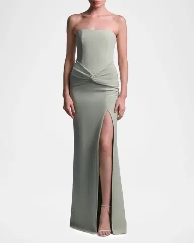 BCBGMAXAZRIA Sylvia Strapless Twist-Front Crepe Column Gown | Thumbnail 2