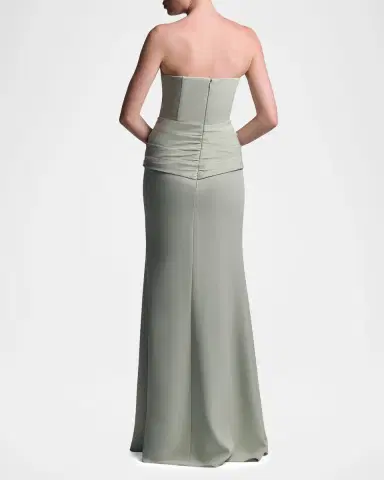 BCBGMAXAZRIA Sylvia Strapless Twist-Front Crepe Column Gown | Thumbnail 3