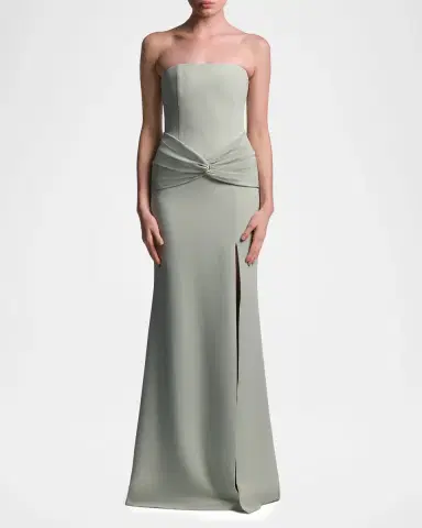 BCBGMAXAZRIA Sylvia Strapless Twist-Front Crepe Column Gown | Thumbnail 4