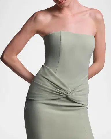 BCBGMAXAZRIA Sylvia Strapless Twist-Front Crepe Column Gown | Thumbnail 5