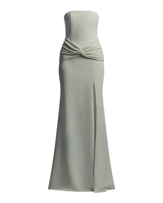 BCBGMAXAZRIA Sylvia Strapless Twist-Front Crepe Column Gown