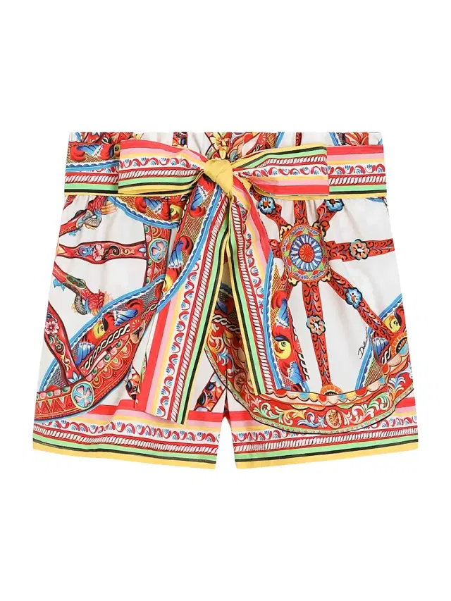 Dolce & Gabbana Little Girl's Printed Tie Shorts - Carretto