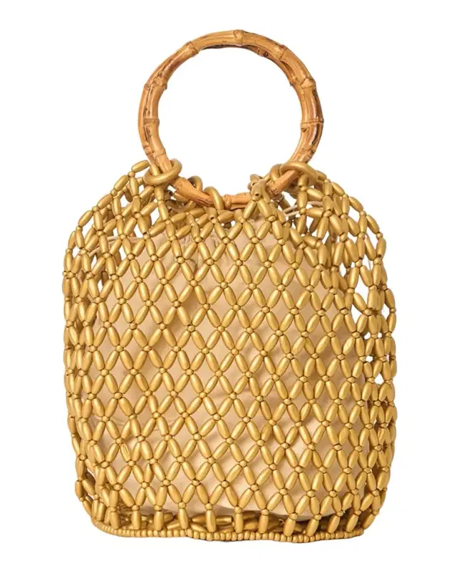 BTB Los Angeles Rumi Bamboo Beaded Bucket Bag