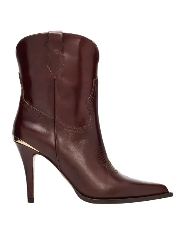 Partlow Katie Leather Western Stiletto Booties