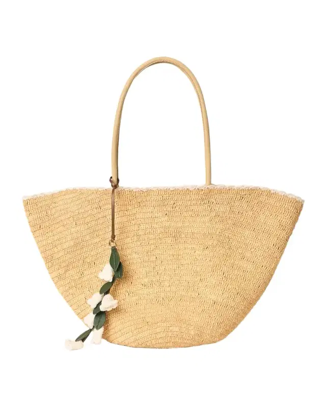 BTB Los Angeles Flores Raffia Tote Bag