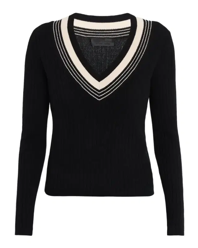 Nili Lotan Aziel V-Neck Cashmere Rib Sweater