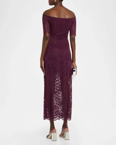 Rabanne Off-The-Shoulder Twisted Lace Midi Dress | Thumbnail 3
