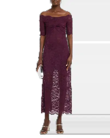 Rabanne Off-The-Shoulder Twisted Lace Midi Dress | Thumbnail 6