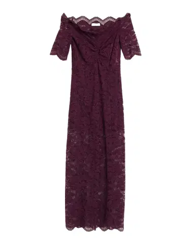 Rabanne Off-The-Shoulder Twisted Lace Midi Dress | Thumbnail 1