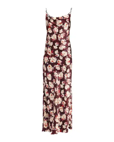 Rabanne Chain Cowl-Neck Floral Satin Maxi Slip Dress | Thumbnail 1
