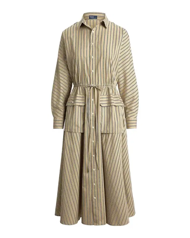 Polo Ralph Lauren Striped Cotton Canvas Midi Shirtdress