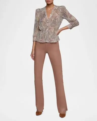 L'Agence Suri Animal-Print Ruffled Shirt | Thumbnail 2 L'Agence Suri Animal-Print Ruffled Shirt | Thumbnail 2