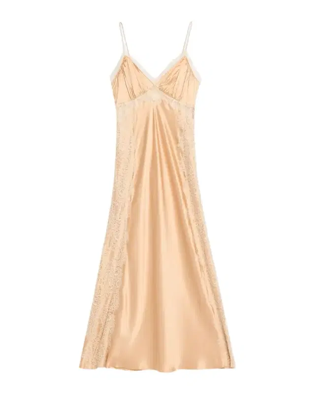 LoveShackFancy Shia Lace-Trim Silk-Blend A-Line Maxi Slipdress