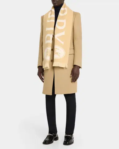 Burberry Men's Knight Stamp Wool Fringe Scarf | Thumbnail 2