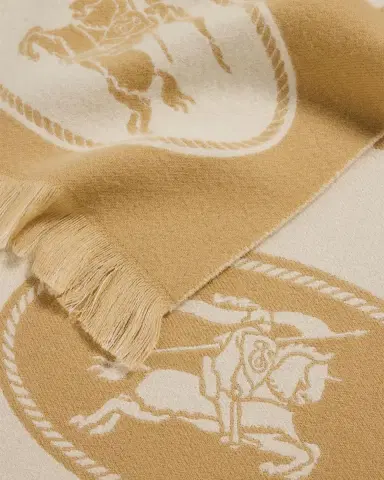 Burberry Men's Knight Stamp Wool Fringe Scarf | Thumbnail 4