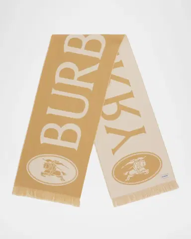 Burberry Men's Knight Stamp Wool Fringe Scarf | Thumbnail 5