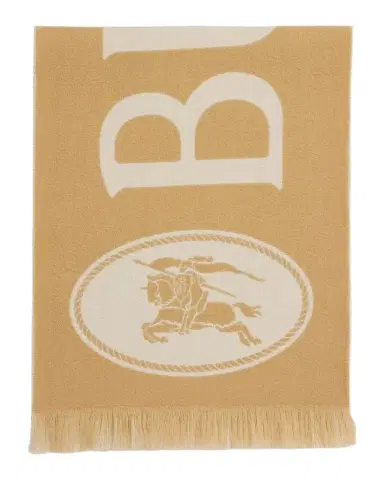 Burberry Men's Knight Stamp Wool Fringe Scarf | Thumbnail 1