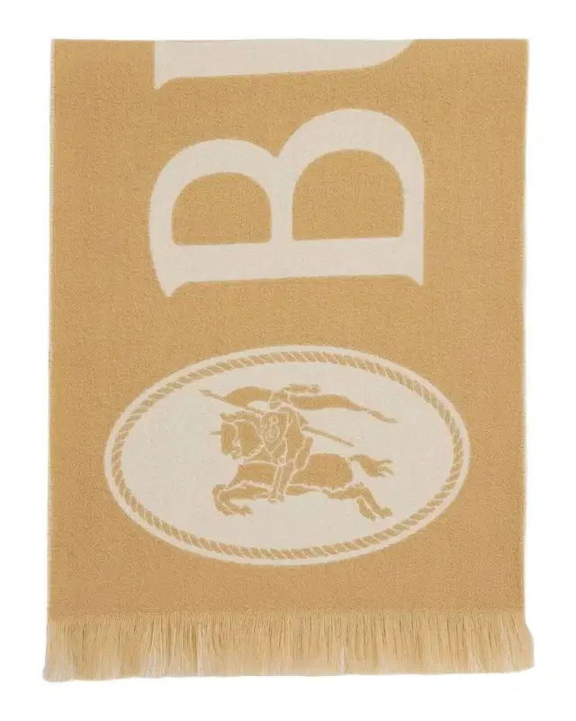 Burberry Men 's Knight Stamp Wool Fringe Scarf