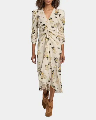 Isabel Marant Albini Floral Silk Midi Dress | Thumbnail 2