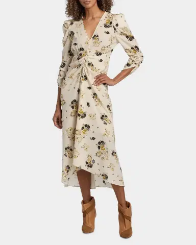 Isabel Marant Albini Floral Silk Midi Dress | Thumbnail 4