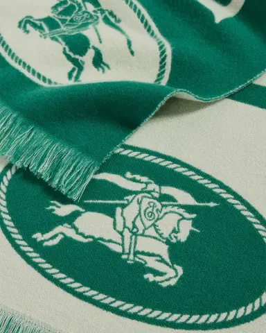 Burberry Men's Knight Stamp Wool Fringe Scarf | Thumbnail 4