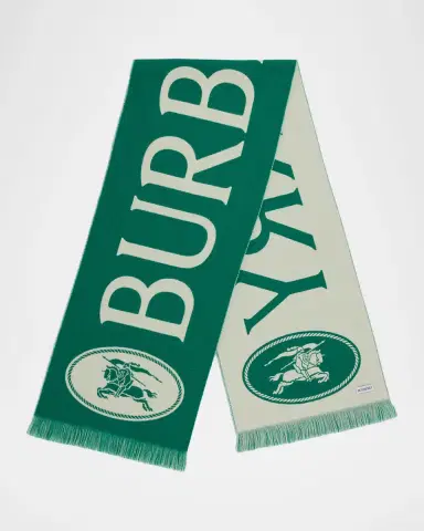 Burberry Men's Knight Stamp Wool Fringe Scarf | Thumbnail 5