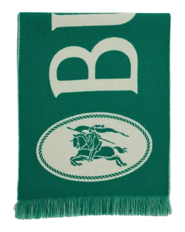 Burberry Men 's Knight Stamp Wool Fringe Scarf