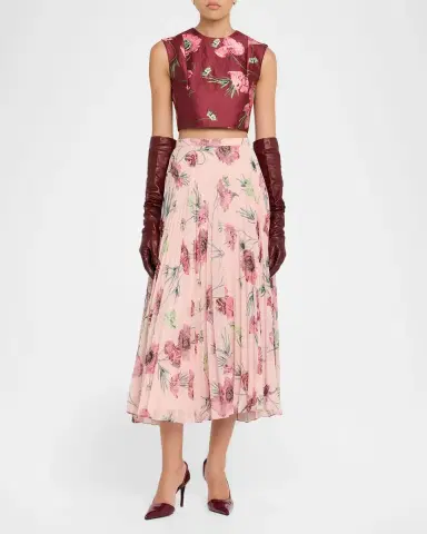 Erdem Floral Pleated Voile Midi Skirt | Thumbnail 2 Erdem Floral Pleated Voile Midi Skirt | Thumbnail 2