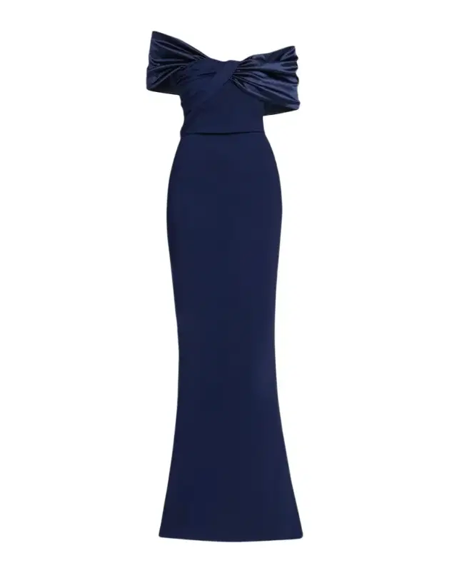 Chiara Boni La Petite Robe Vezia Twisted Off-The-Shoulder Column Gown