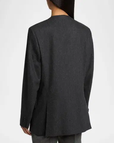 Jil Sander V-Neck Brushed Wool Single-Breasted Jacket | Thumbnail 3 Jil Sander V-Neck Brushed Wool Single-Breasted Jacket | Thumbnail 3