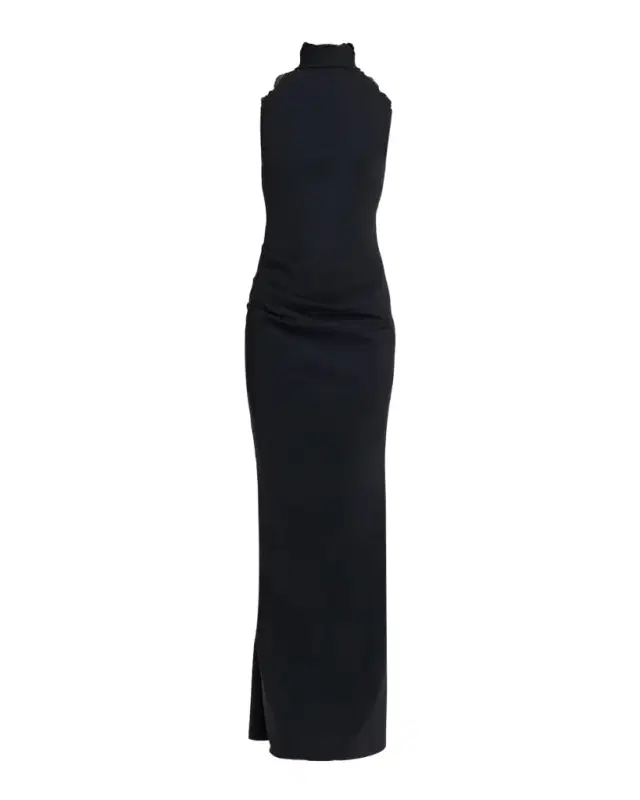 Chiara Boni La Petite Robe Aquari Lace-Trim Halter Column Gown