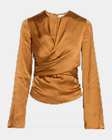 Isabel Marant Neame Draped Satin Flare-Sleeve Top | Thumbnail 5