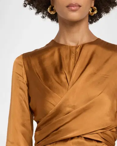 Isabel Marant Neame Draped Satin Flare-Sleeve Top | Thumbnail 7