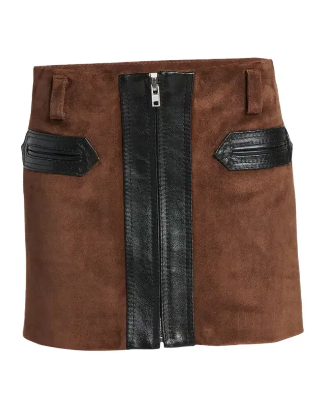 Marni Zip-Front Suede Mini Skirt