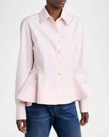 Stella McCartney Peplum Cotton Button-Down Shirt | Thumbnail 4 Stella McCartney Peplum Cotton Button-Down Shirt | Thumbnail 4
