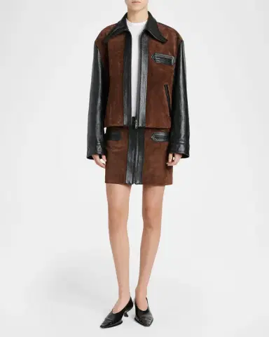 Marni Suede & Shiny Leather Zip Jacket | Thumbnail 2 Marni Suede & Shiny Leather Zip Jacket | Thumbnail 2
