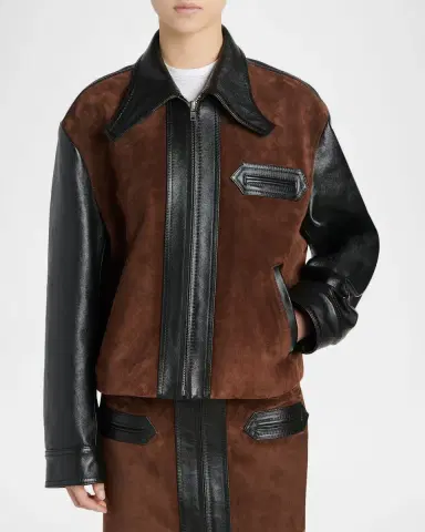 Marni Suede & Shiny Leather Zip Jacket | Thumbnail 4 Marni Suede & Shiny Leather Zip Jacket | Thumbnail 4