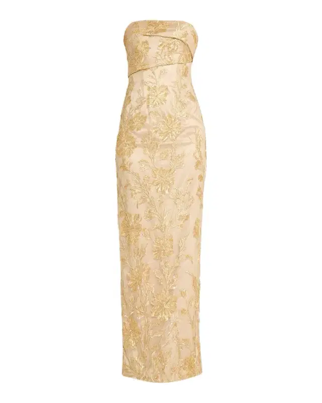 Rene Ruiz Collection Embellished Floral Strapless Column Gown